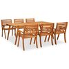 vidaXL Conjunto de jantar de jardim com 7 pe&ccedil;as, 201,5 x 100 cm, madeira de ac&aacute;cia maci&ccedil;a