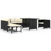 vidaXL 8 pcs conjunto lounge de jardim c/ almofad&otilde;es vime PE preto
