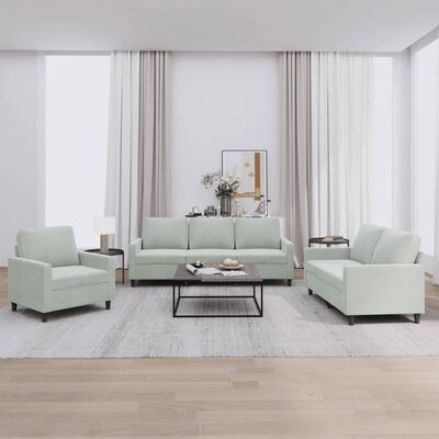 vidaXL 3 pcs conjunto de sofás com almofadões veludo cinzento-claro