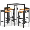 vidaXL 5 pcs conjunto de bar p/ jardim vime PE/ac&aacute;cia maci&ccedil;a preto