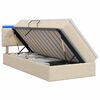 vidaXL Cama de Armazenamento LED com Colch&atilde;o Creme 90 x 200 cm Tecido