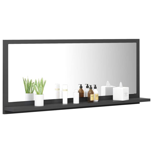 vidaXL Espelho de casa de banho 90x10,5x37 cm contraplacado cinzento