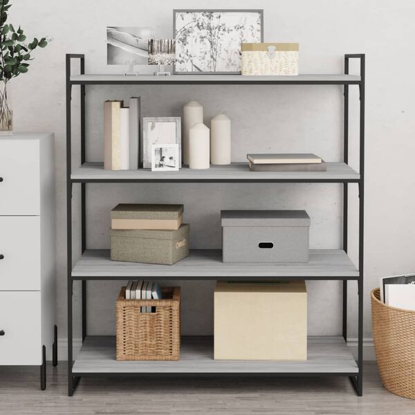 vidaXL Prateleiras de parede 4pcs derivados de madeira cinzento sonoma