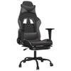 vidaXL Cadeira gaming c/ apoio p&eacute;s couro artificial preto e cinza