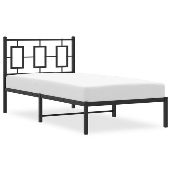 vidaXL Estrutura de cama com cabeceira 90x190 cm metal preto