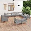 vidaXL 12 pcs conjunto lounge de jardim pinho maci&ccedil;o cinzento