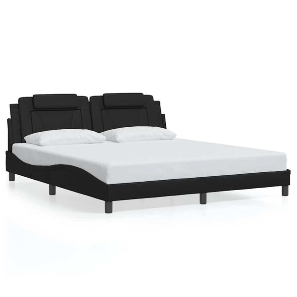 vidaXL Estrutura de cama Viana sem colch&atilde;o 180x200cm couro artificial preto