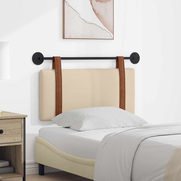 vidaXL Cabeceira Suspensa Liso Creme 100 x 55 x 5 cm PU Antigo