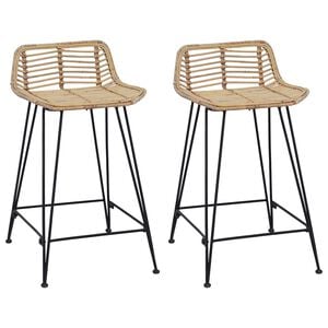 vidaXL Banco de bar 2 unid. Natural 44 x 45 x 76 cm Rattan e A&ccedil;o