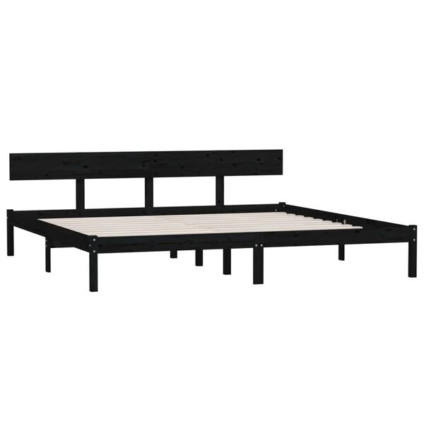 vidaXL Estrutura de cama super king 180x200 cm pinho maci&ccedil;o preto