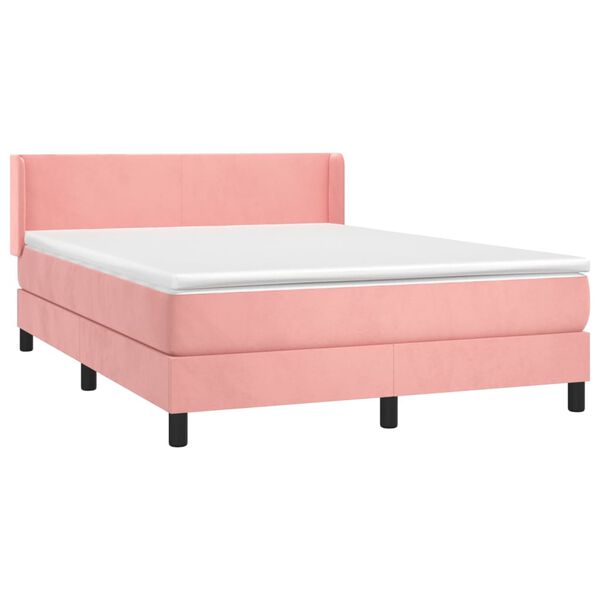 vidaXL Cama com molas/colch&atilde;o 140x200 cm veludo rosa