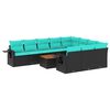 vidaXL Conjunto de sof&aacute; de jardim com 11 pe&ccedil;as e almofadas em rattan sint&eacute;tico preto