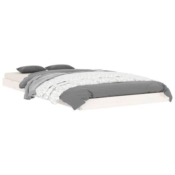 vidaXL Estrutura de cama de solteiro 90x190 cm pinho maciço branco