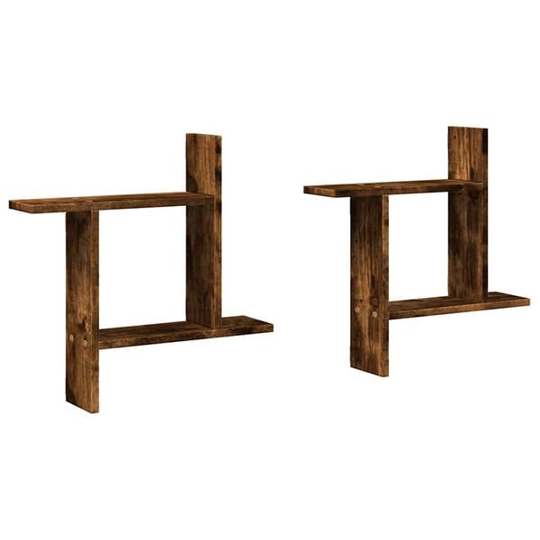 vidaXL Prateleiras de parede 2 pcs derivados madeira carvalho fumado