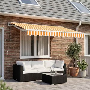vidaXL Tecido de substitui&ccedil;&atilde;o para toldo amarelo e branco 300x250 cm poli&eacute;ster