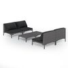 vidaXL 5 pcs conj. lounge jardim c/ almofad&otilde;es vime PE cinza-escuro