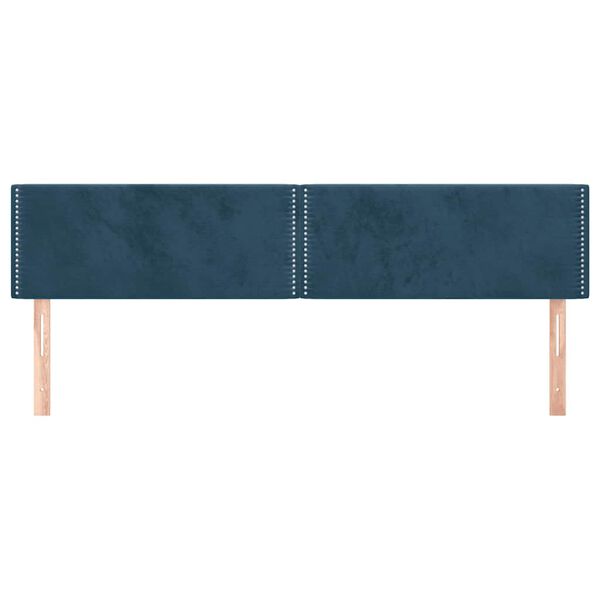 vidaXL Cabeceira de cama 2 pcs veludo 90x5x78/88 cm azul-escuro