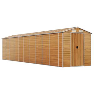 vidaXL Abrigo de jardim 191x895x198 cm a&ccedil;o galvanizado castanho-claro