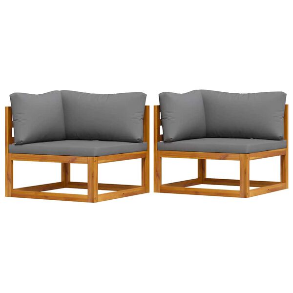 vidaXL Sof&aacute;s de canto seccionais c/ almofad&otilde;es 2 pcs cinzento-escuro