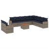 vidaXL Conjunto de sof&aacute; de jardim com 11 pe&ccedil;as e almofadas em rattan sint&eacute;tico cinza