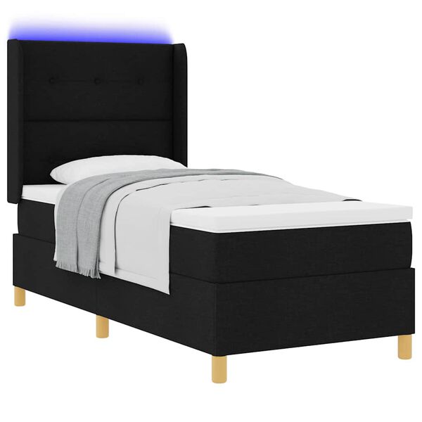 vidaXL Cama Box com colch&atilde;o com cabeceira Preto 140 x 190 cm tecido