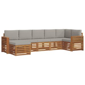 vidaXL Conjunto de Sof&aacute;s para Exterior 7 unid. Cinza Natural e Claro