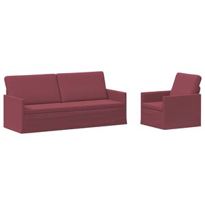 vidaXL Conjunto de Sof&aacute;s 2 pcs Vinho Vermelho Tecido