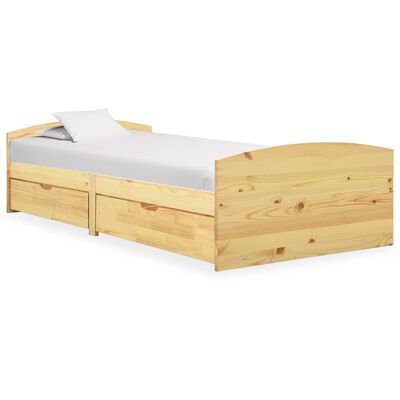 vidaXL Estrutura de cama com 2 gavetas 90x200 cm pinho maciço