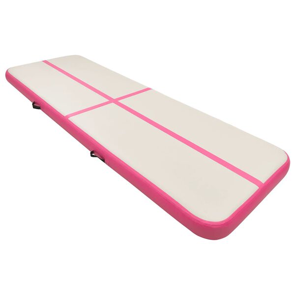 vidaXL Colch&atilde;o de gin&aacute;stica insufl&aacute;vel c/ bomba 300x100x15 cm PVC rosa