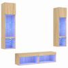 vidaXL 6pcs m&oacute;veis parede p/ TV c/ LEDs deriv. madeira carvalho sonoma
