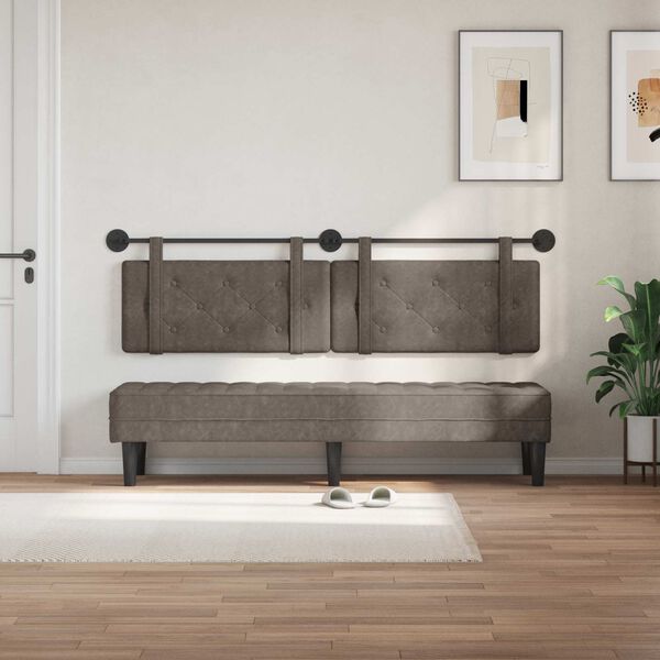 vidaXL Cabeceira Suspensa Cinzento 190 x 55 x 5 cm PU Antigo