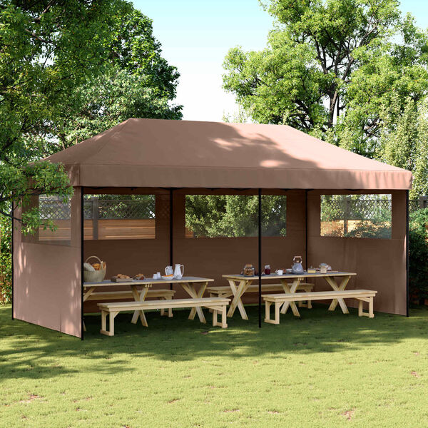 vidaXL Tenda de Festa Castanho 292 x 580 x 315 cm Tecido Oxford
