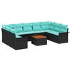 vidaXL Conjunto de Sof&aacute; de Jardim com almofada 10 pcs Preto vime PE