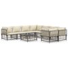 vidaXL 9 pcs conjunto lounge de jardim c/ almofad&otilde;es vime PE antracite