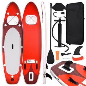 vidaXL Conjunto prancha de paddle SUP insuflável 300x76x10 cm vermelho