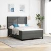 vidaXL Cama Box com colch&atilde;o Cinzento escuro 140 x 200 cm tecido
