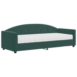 vidaXL Sof&aacute;-cama com colch&atilde;o 80x200 cm veludo verde-escuro