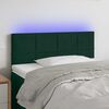 vidaXL Cabeceira de cama c/ luzes LED veludo 80x5x78/88cm verde-escuro