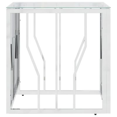 vidaXL Mesa de centro 50x50x50 cm aço inoxidável e vidro prateado