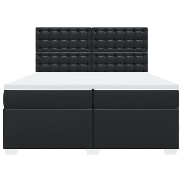 vidaXL Cama com molas/colchão 200x200 cm couro artificial preto