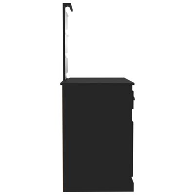 vidaXL Toucador com luz LED 90x50x132,5 cm derivados de madeira preto