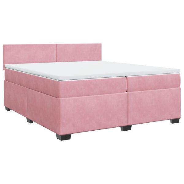 vidaXL Cama com molas/colch&atilde;o 200x200 cm veludo rosa
