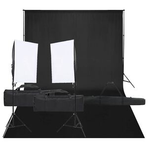 vidaXL Kit de est&uacute;dio fotogr&aacute;fico com conjunto de ilumina&ccedil;&atilde;o e fundo