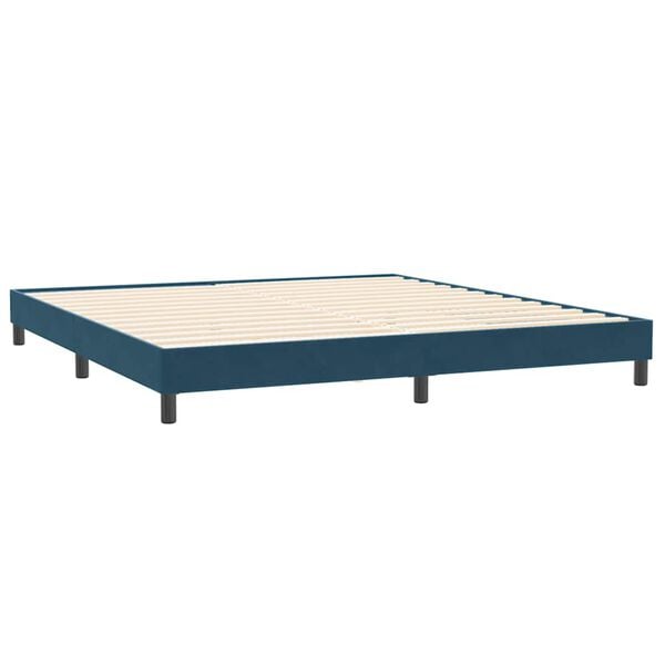 vidaXL Cama com molas sem colch&atilde;o 200x210 cm veludo azul-escuro