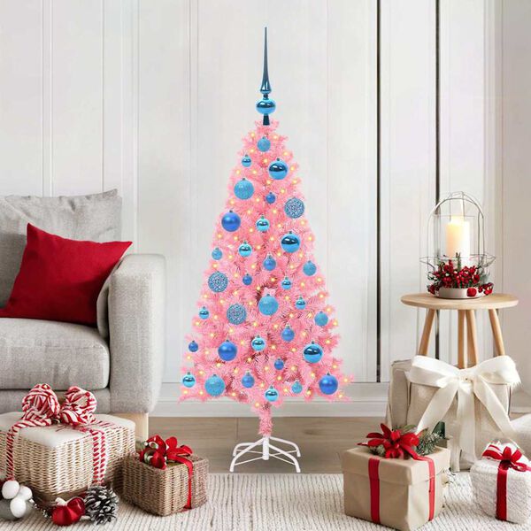 vidaXL &Aacute;rvore de Natal com 150 LEDs com suporte Rosa 120 cm PVC