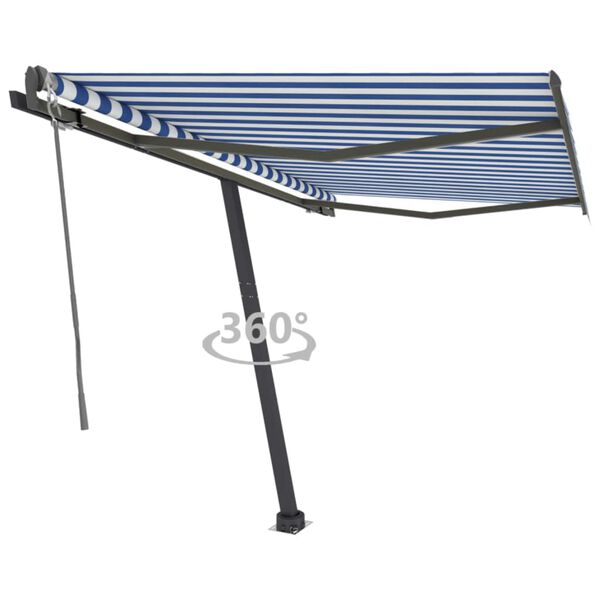 vidaXL Toldo autom&aacute;tico independente 350x250 cm azul e branco