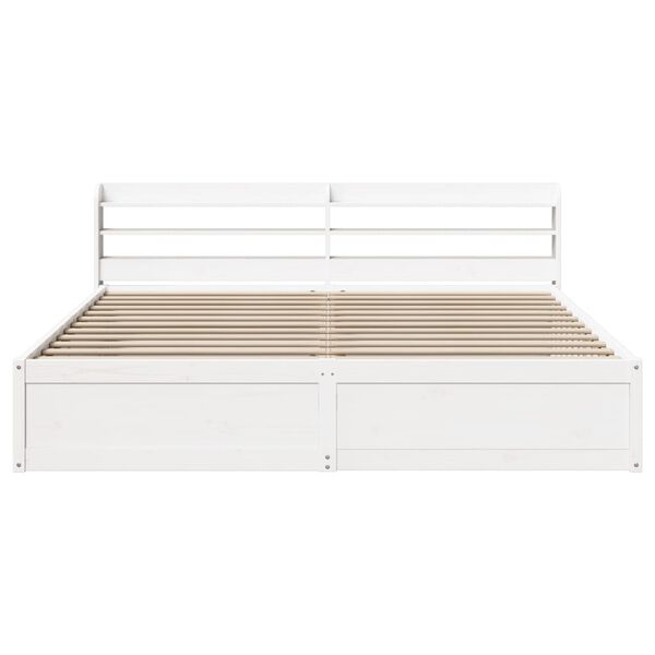 vidaXL Estrutura de cama com cabeceira 180x200cm pinho maci&ccedil;o branco