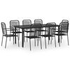 vidaXL 9 pcs conjunto de jantar para jardim vidro e a&ccedil;o preto