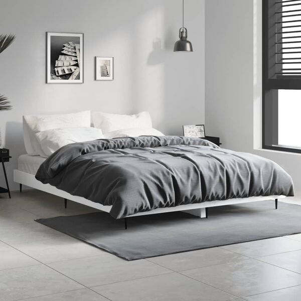 vidaXL Estrutura de cama 140x190 cm derivados de madeira branco