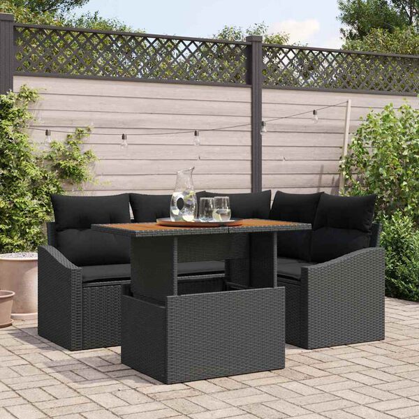 vidaXL Conjunto de Jantar para Jardim Preto e Marrom 100 x 55 x 73 cm
